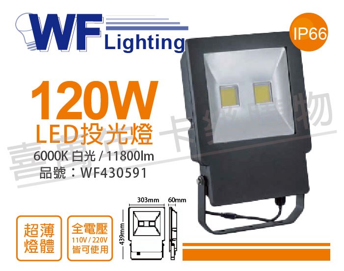 舞光 LED 120W 6000K 白光 140度 IP66 全電壓 戶外洗牆燈 投光燈_WF430591